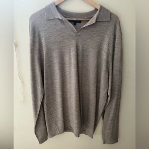 Patrick Assaraf Merino Wool Open Collar Polo Sweater